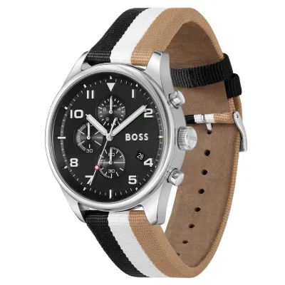 Hugo Boss Multi-Color Nylon Black Dial Chronograph Men's Watch- 1514062